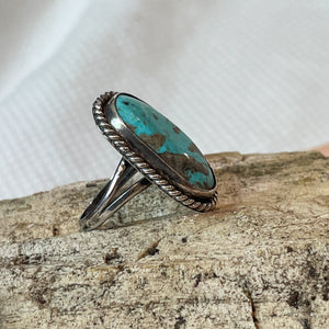 Native American Sterling Silver Large Stone Turquoise Ring